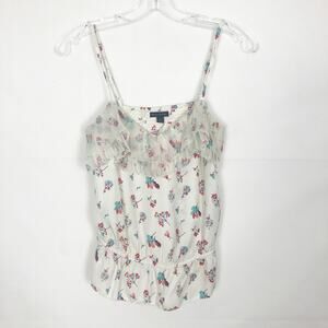 American Eagle Ruffle Babydoll Floral Top Womens XS Lightweight Coquette Beachy